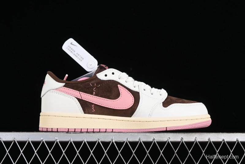 Nike Travis Scott x Air Jordan 1 Low OG AJ1 Reverse Swoosh Sneakers - DZ4137-206