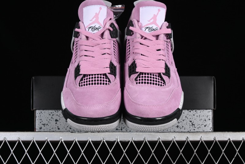 Nike Air Jordan 4 Retro "Orchid" Sneakers with Suede Upper and Cement Grey Accents - AQ9129-501
