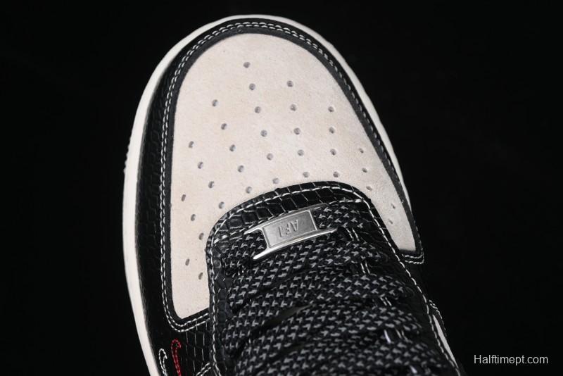 Nike Air Force 1 '07 Low Stussy Collaboration Year of the Snake Limited Edition Black Snake Dual-Color Casual Sneakers - HH7518-034
