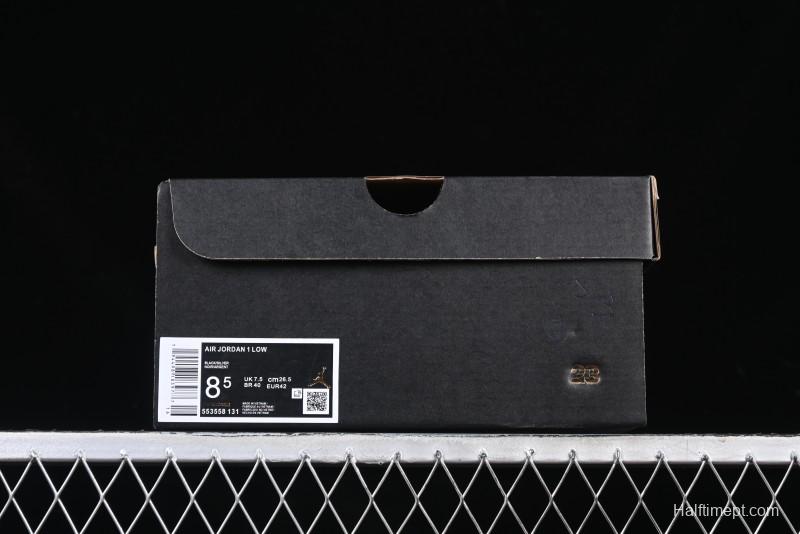 Nike Air Jordan 1 Low AJ1 Basketball Shoes in Black White Silver - 553558-131