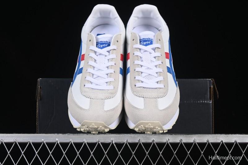 Onitsuka Tiger Vintage Runner Sneakers - White/Grey with Blue & Red Accents