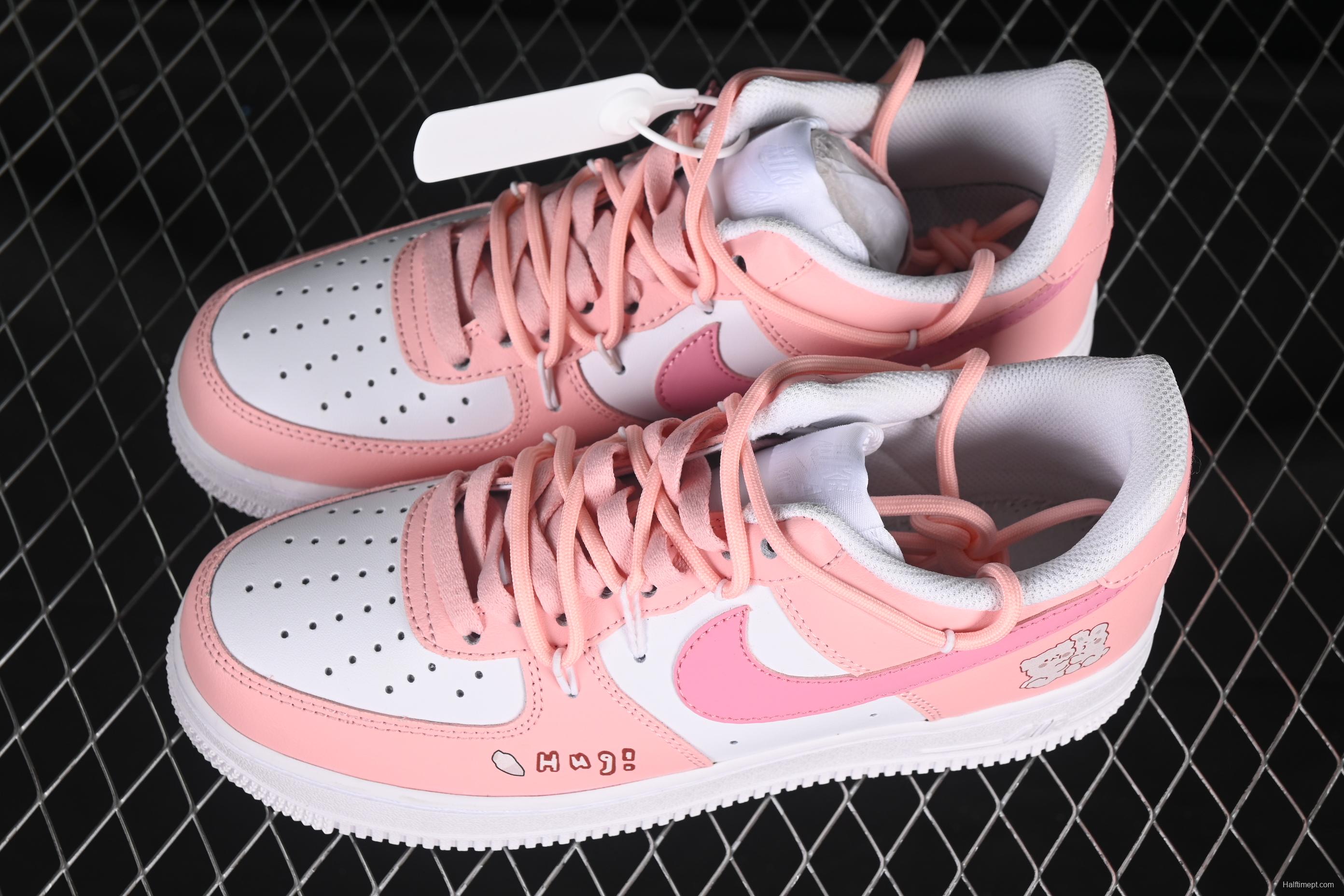 Nike Air Force 1'07 Low Pink Lover Casual Sneakers with Cartoon Patterns - YY2023-762