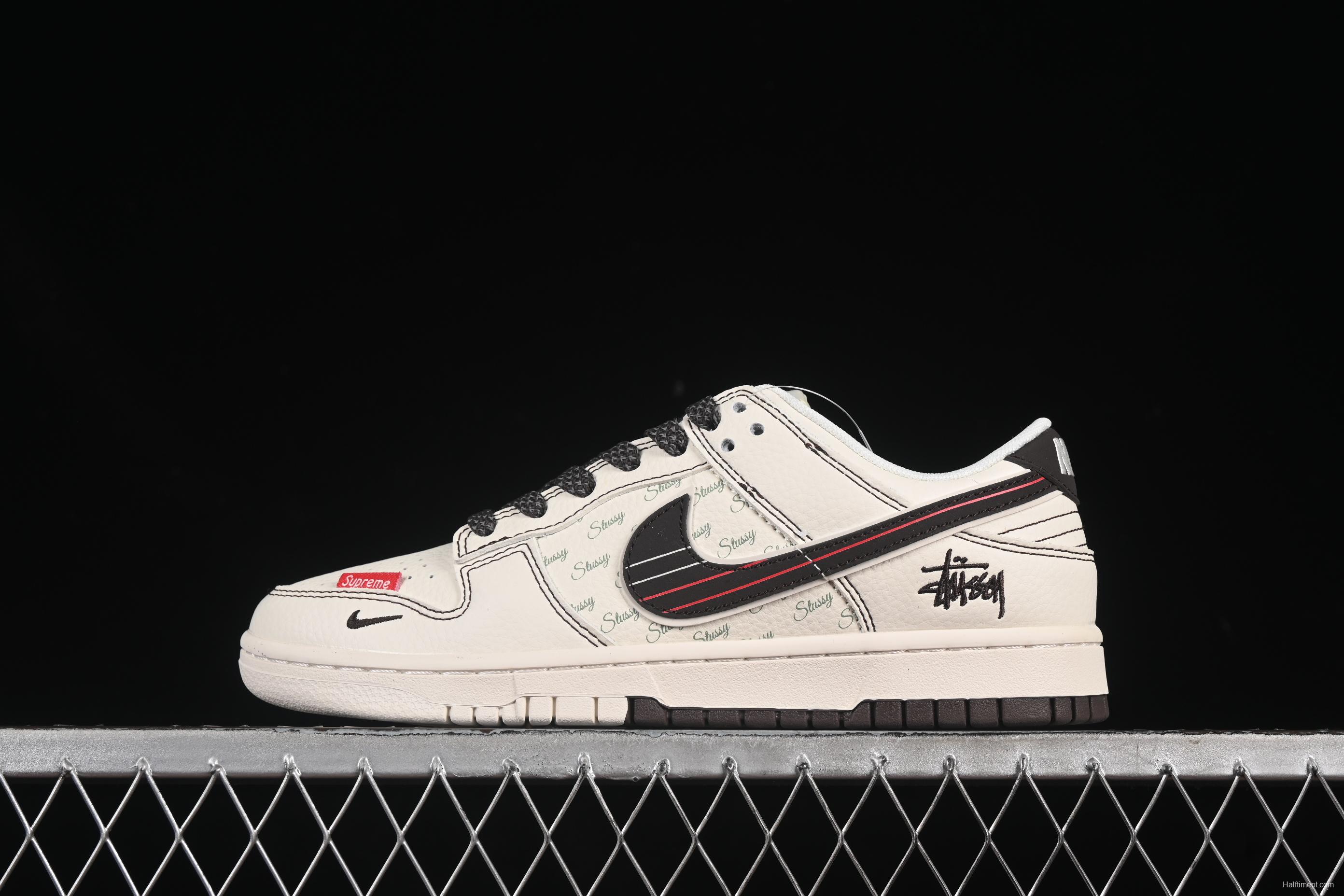 Nike SB Dunk Low Stussy Collaboration Double Red Line Anniversary Custom Low-Top Skate Shoes - XS6089-536