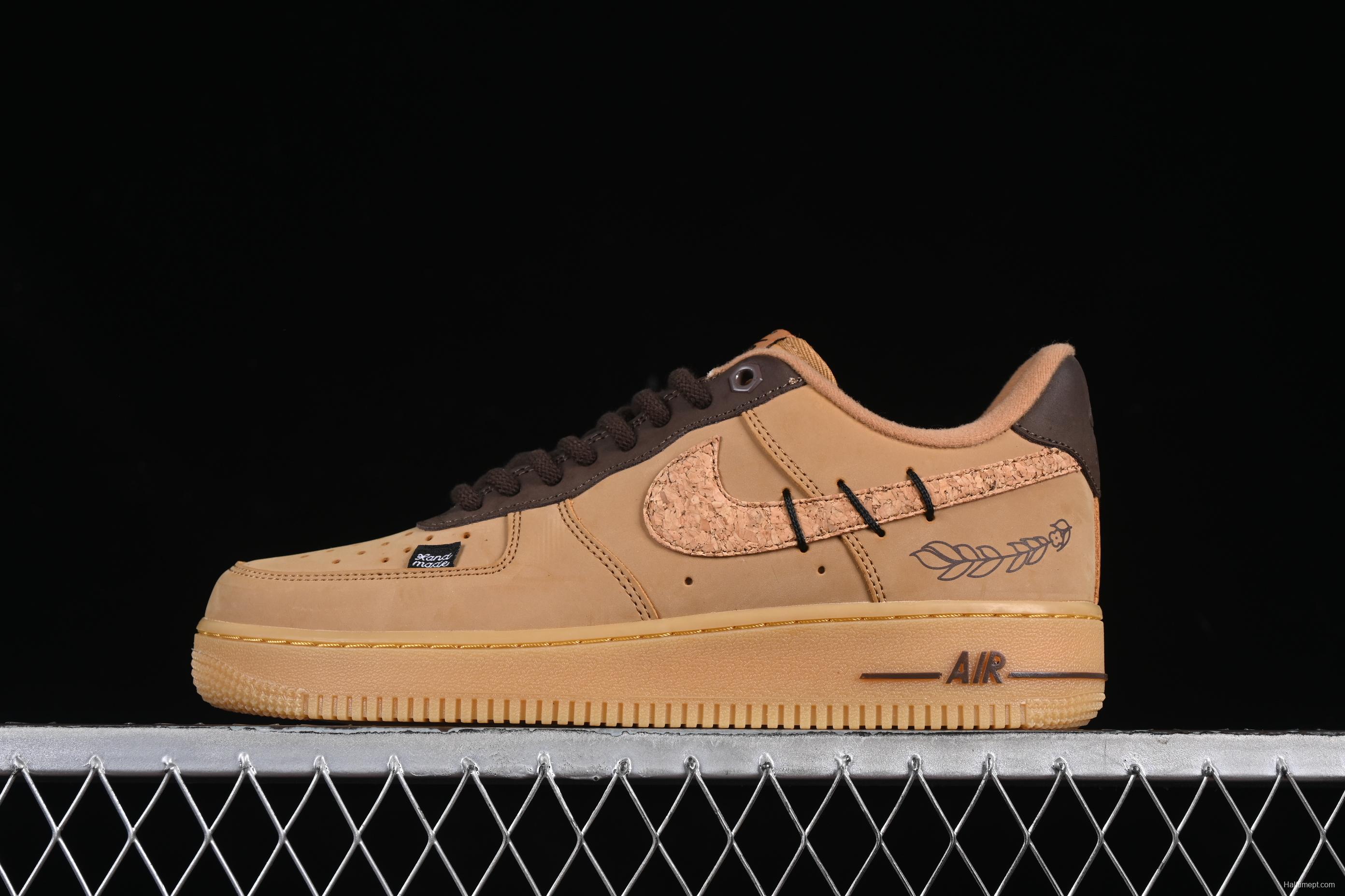 Nike Air Force 1'07 Low Wheat Casual Sneakers with Full-Length Air Cushion - CJ9179-200