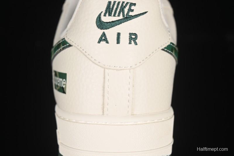 Nike Air Force 1 '07 Low Supreme Collaboration Green Camo Swoosh Casual Sneakers - KK1988-069