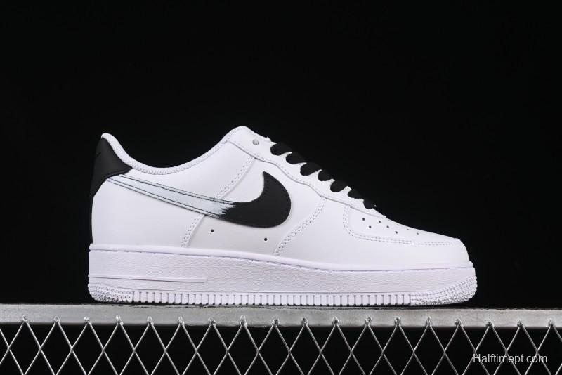 Nike Air Force 1 '07 Low Casual Sneakers in White-Black Gradient with Full-Length Air Cushion - ZH0316-078