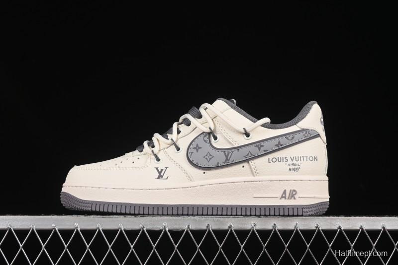 Nike Air Force 1 '07 Low LV Collaboration Grey Swoosh Drawstring Casual Sneakers - DM6868-067