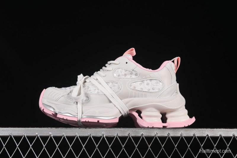 GG-CC Star Same Style Lace-Up Hollow-Out Chunky Sneakers with 5cm Hidden Heel - G25U9988