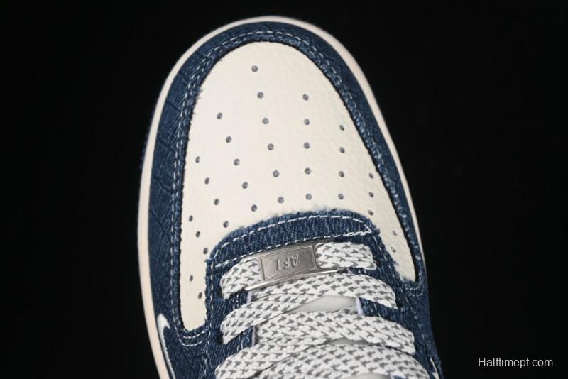 Nike Air Force 1'07 Low LV Collaboration Dark Blue Checkerboard Casual Sneakers - XS1958-551