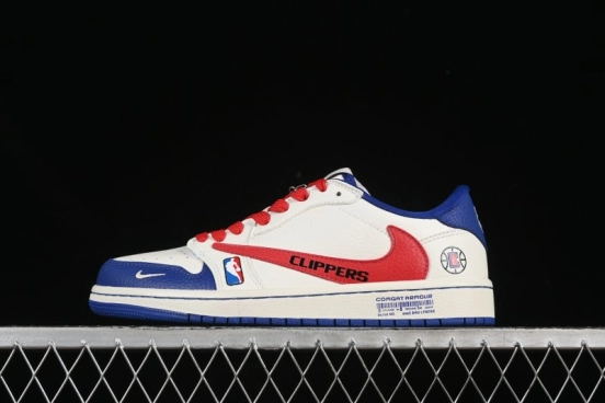 Nike Travis Scott x Fragment Design x Air Jordan 1 Low OG SP AJ1 Los Angeles Clippers Collaboration Low-Top Casual Sneakers - SC9207-026