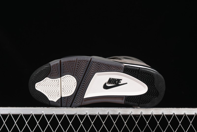 Nike Air Jordan 4 Retro Sneakers in Cave Stone Brown with Black Mesh and TPU Details - FV5029-200