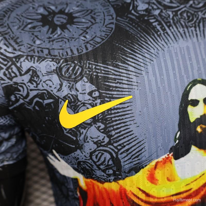 2025 Brazil National Team Special Edition Religious Concept Jersey - Christ the Redeemer Design - Dark Blue