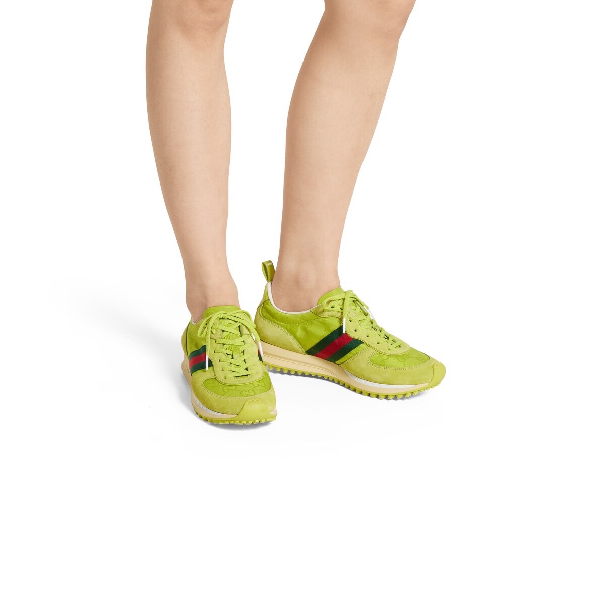 2025 Women Gucci Yellow Suede Fabric Sneakers LY00340