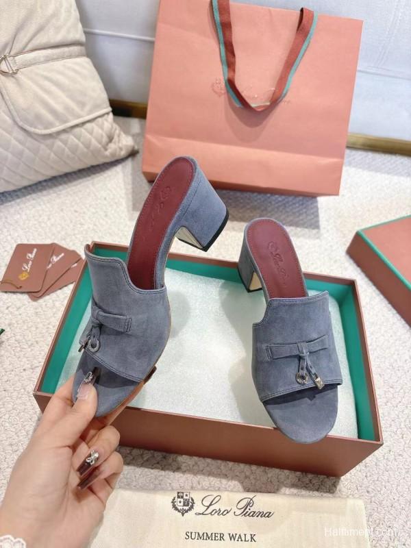 2025 Women LP Blue Suede Sandals