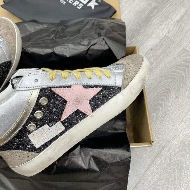 2024 Unisex GGDB pink black silver glitter suede leather high top sneakers MJ00300