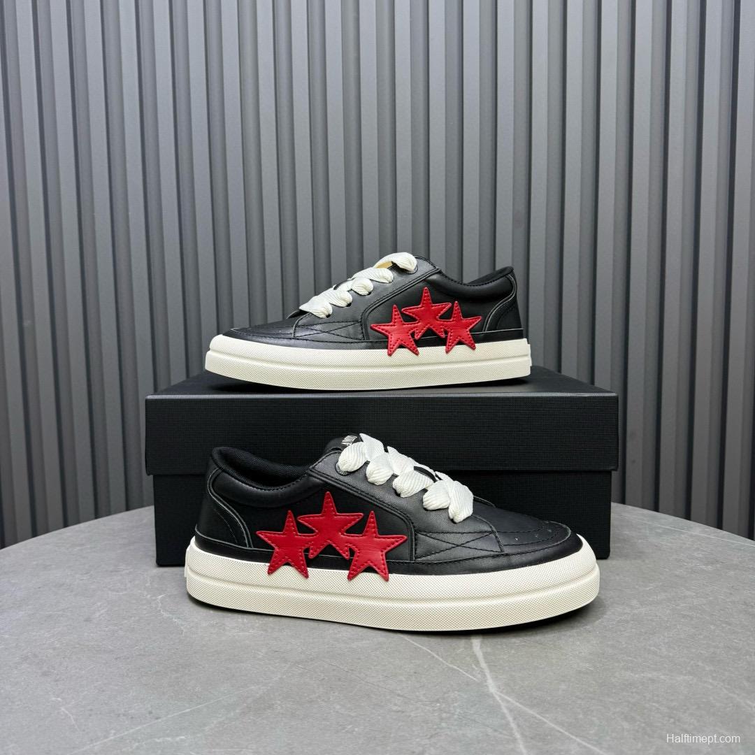 2024 Unisex Amiri Black Red Leather Sneakers MJ00300