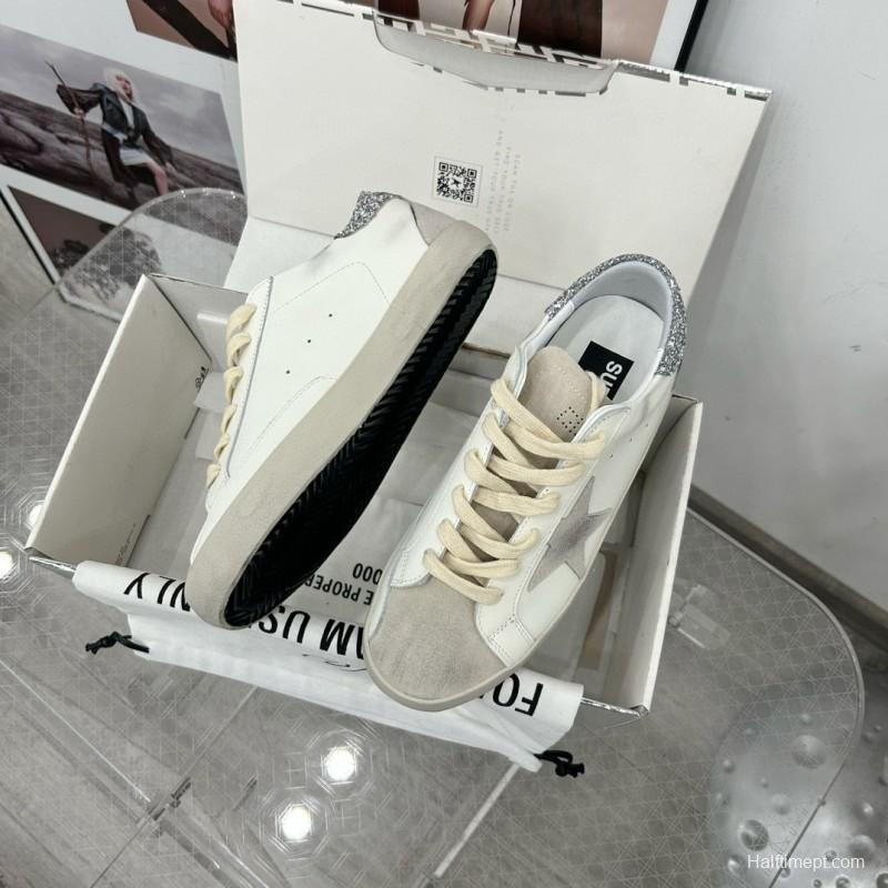 2024 Women GGDB White Grey Leather Suede Sneakers