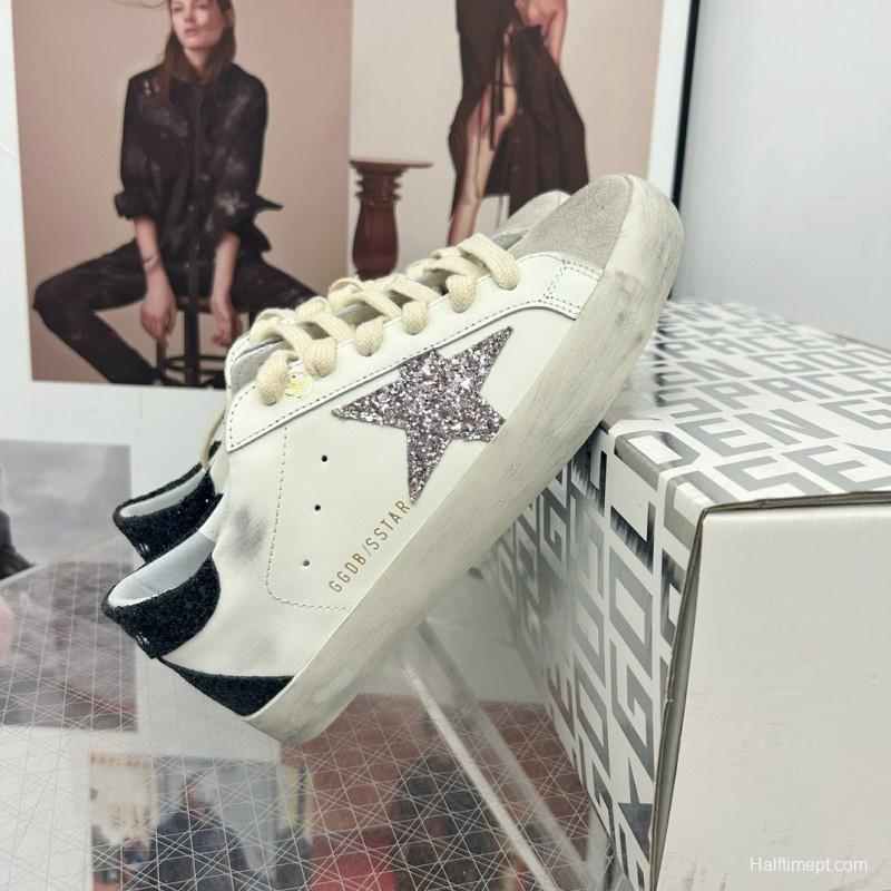 2025 Women GGDB White Black Glitter Leather Sneaker