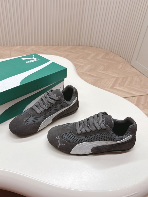 2025 Women Puma Grey White Suede Mesh Sneakers LY00280