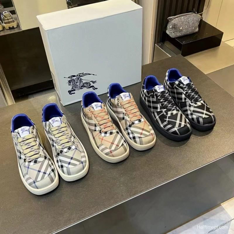 2024 Unisex Burberry Beige Black White Calf Leather Casual Shoes MJ00330