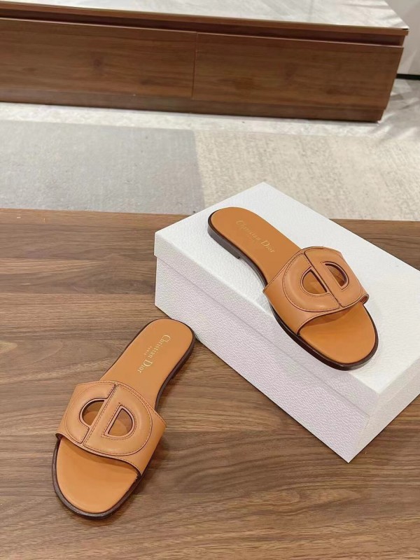 2025 Slippers Dior Brown Leather Slippers LY00260