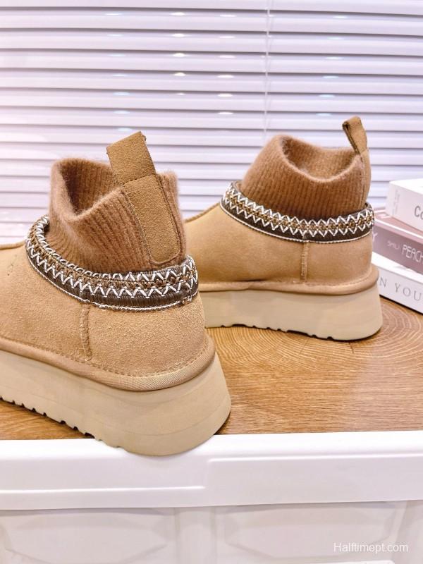 2024 Women UGG camel suede wool ankle boots MJ00230