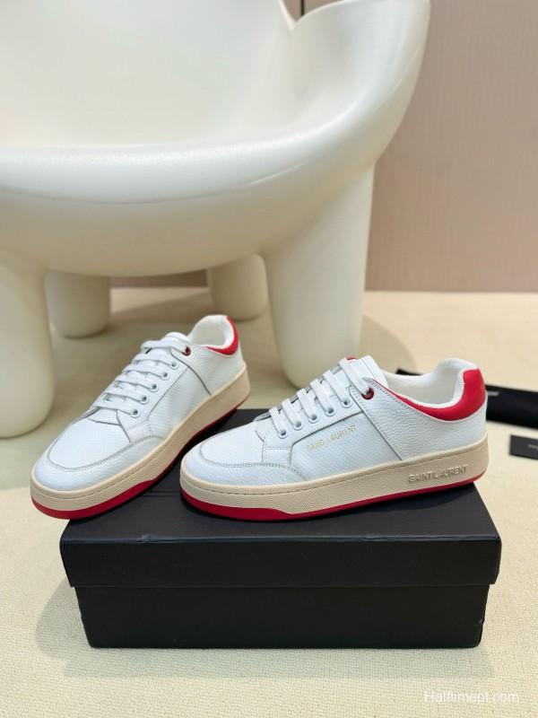 2024 Unisex Yves Saint Laurent White Red Leather Casual SL61 MJ00350