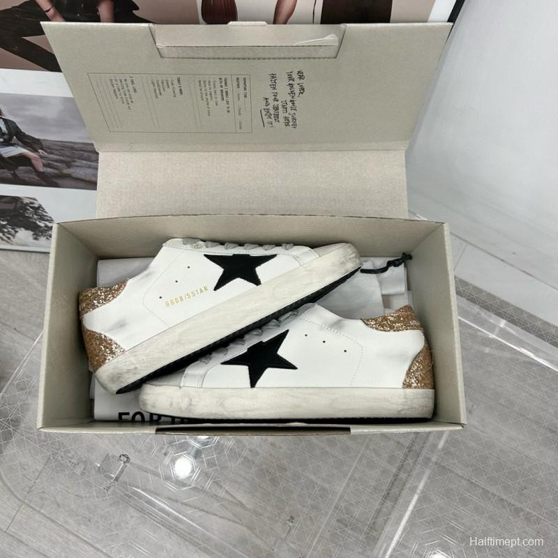 2025 Women GGDB White Black Glitter Leather Suede Sneakers