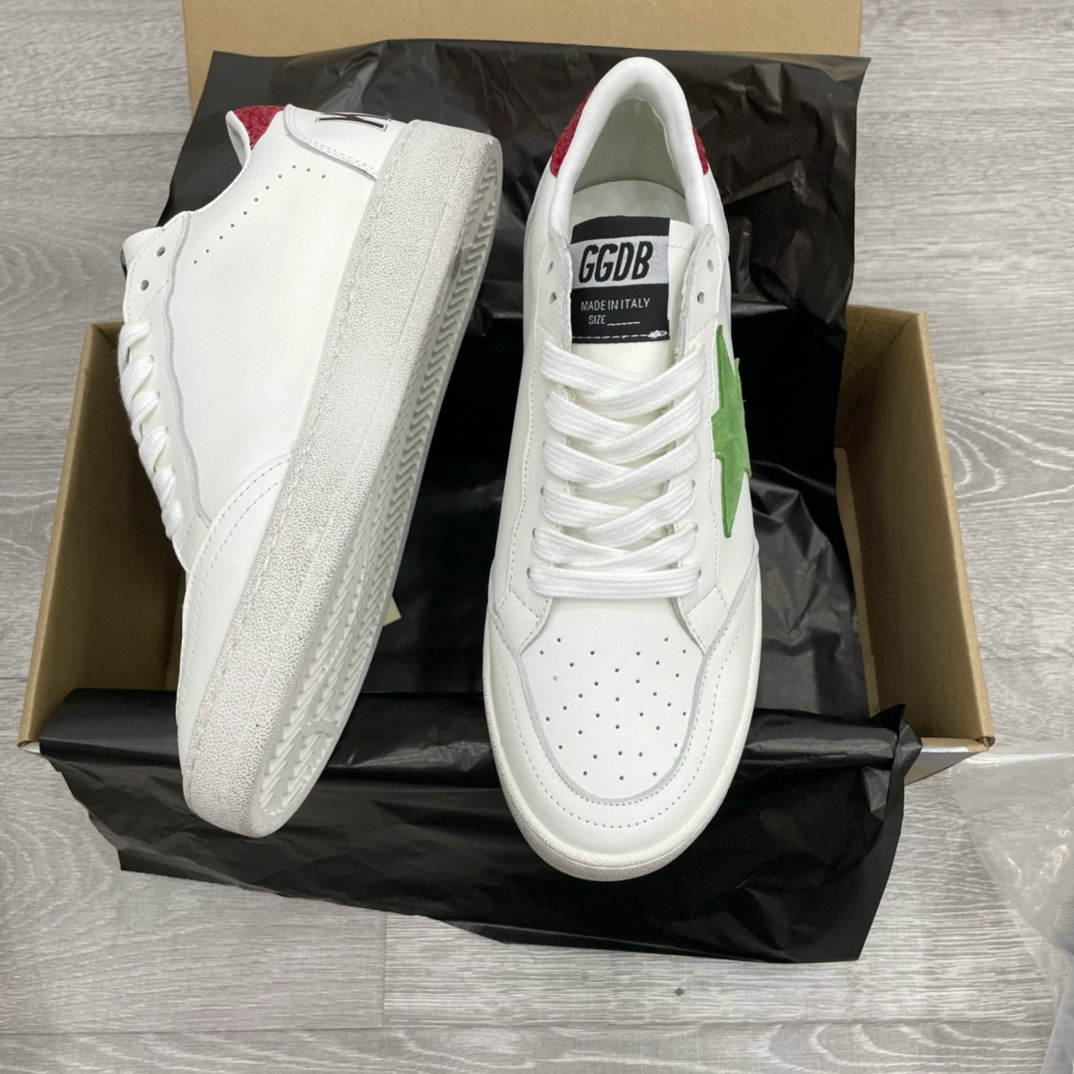 2024 Unisex GGDB White Green Leather Sneakers MJ00260