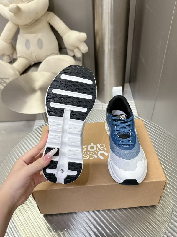 2025 Unisex Loewe Blue Grey White Leather Mesh Sneakers