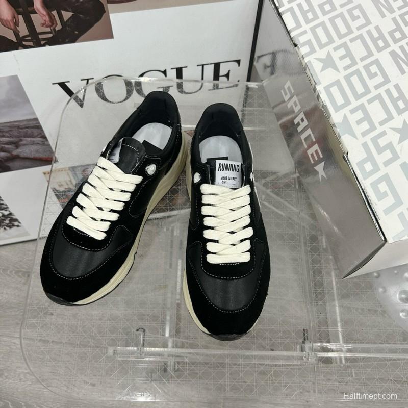 2024 Women GGDB Black White Leather Suede Sneakers