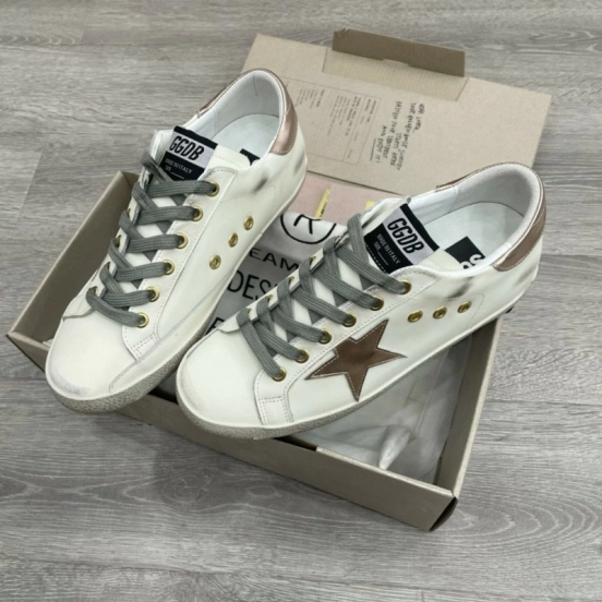 2025 Women GGDB White Brown Leather Sneakers