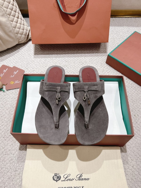 2025 LP Grey Suede Slippers LY00300
