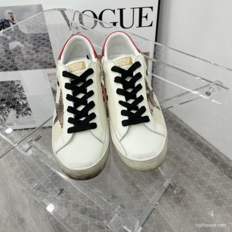 2025 Women GGDB White Red Leather Star Sneakers