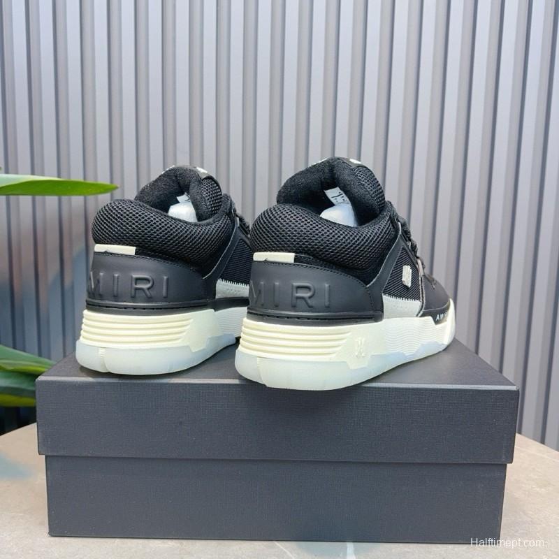 2024 Unisex Amiri Black Mesh Leather Sneakers MJ00360