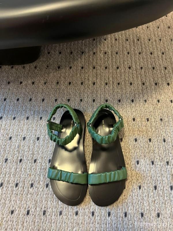 2025 Women The Row Green Leather Sandals