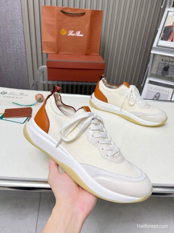 2024 Men LP White Beige Mesh Leather Sneakers