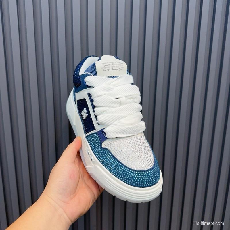 2024 Unisex Amiri Blue White Leather Sneakers MJ00410