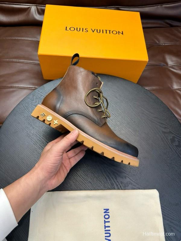 2024 Men Louis Vuitton Brown Calf Leather Boots MJ00440