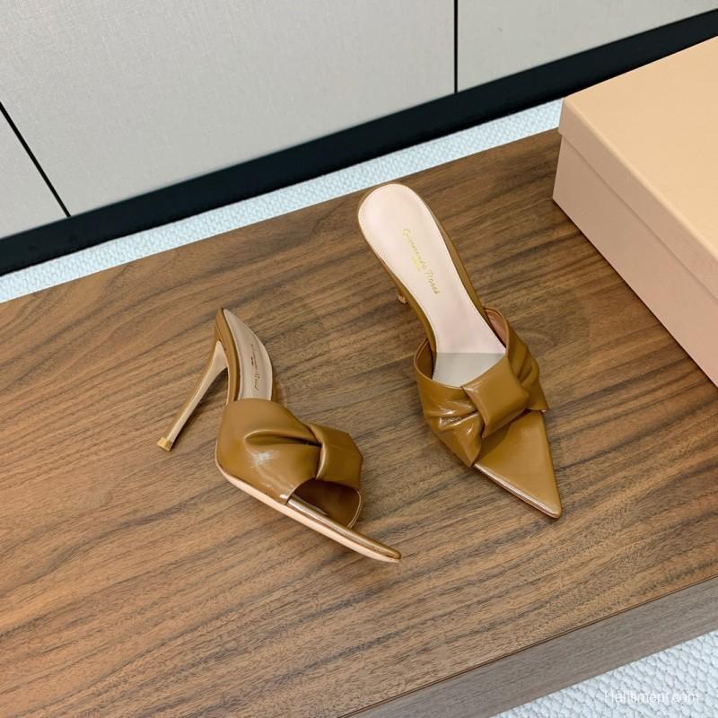 2025 Women Gianvito Rossi Brown Leather Stiletto Heels