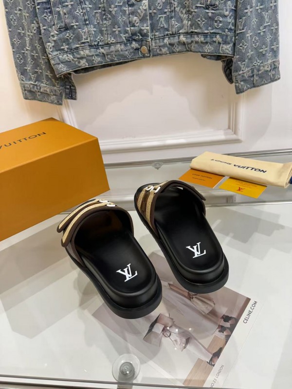 2025 Slippers Louis Vuitton Brown Canvas Slippers LY
