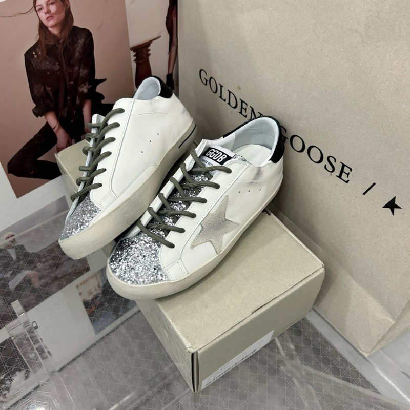 2025 Women GGDB White Silver Leather Sneakers MJ00260