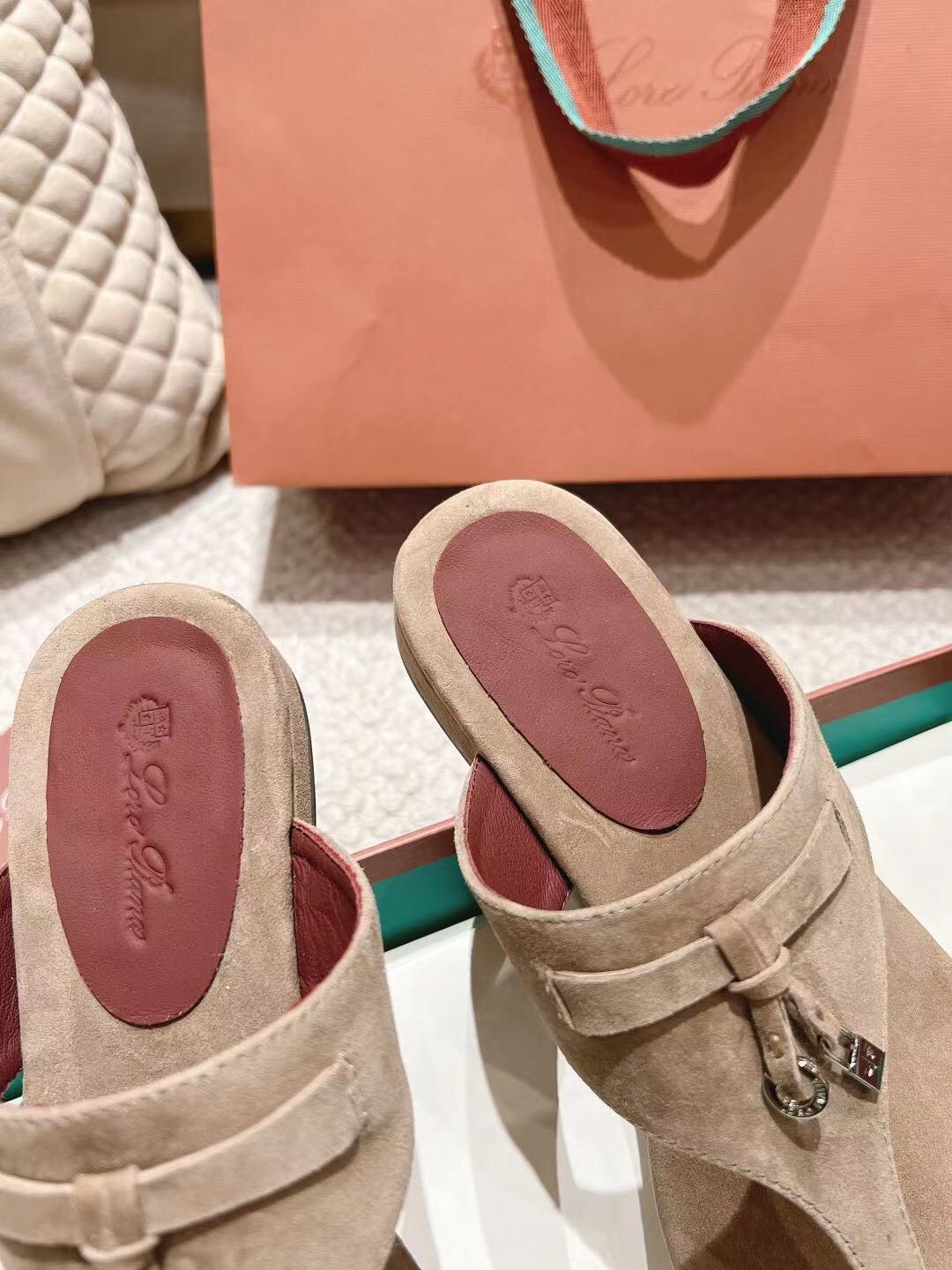 2025 LP Beige Suede Slippers LY00250