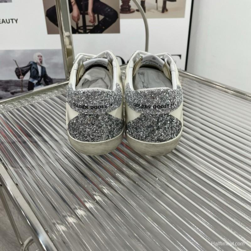 2025 Women GGDB Silver White Suede Leather Sneakers