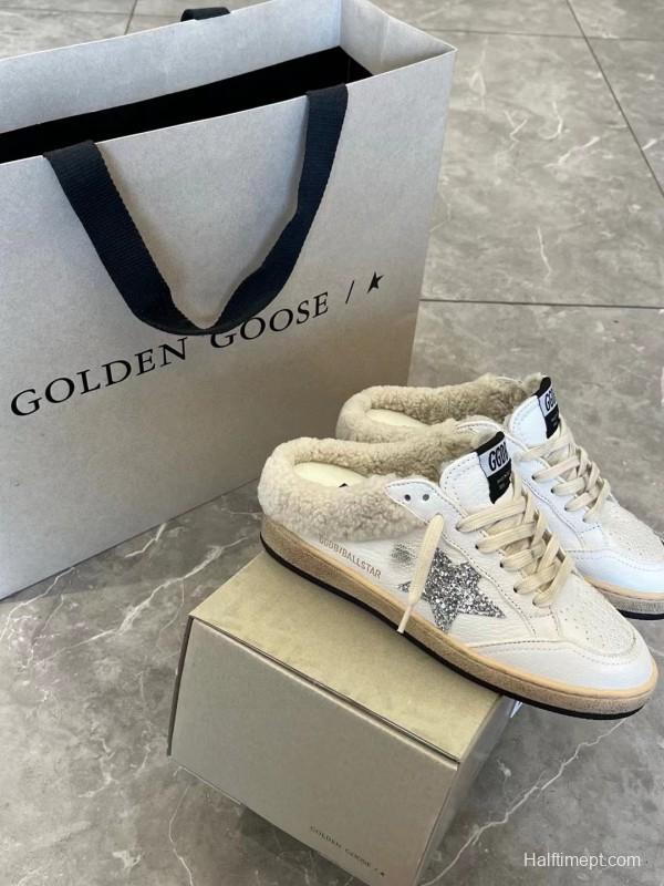 2024 GGDB white silver leather shearling sneakers MJ00280