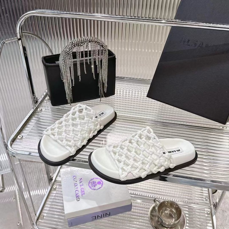 2025 Slippers Jil Sander White Leather Woven