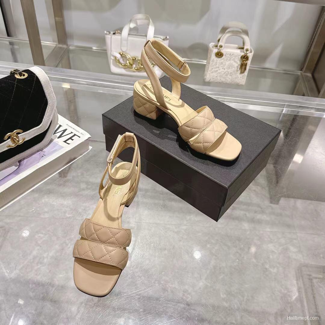 2025 Women Chanel Beige Leather Sandals LY00280