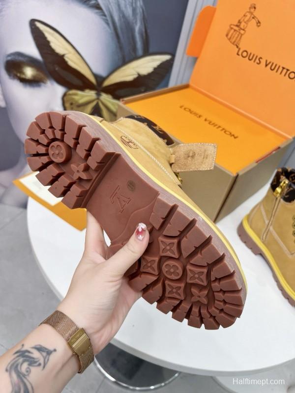 2024 Unisex Louis Vuitton Brown Waterproof Leather Ankle Boots Monogram MJ00450