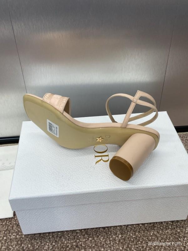 2025 Women Dior Beige Calfskin Heel Embroidery KFY00280