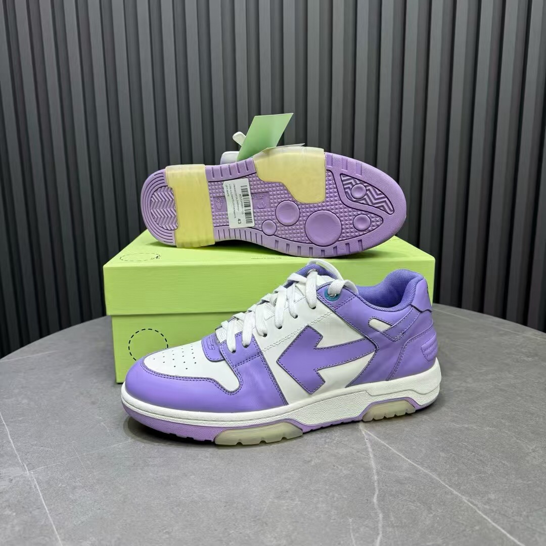 2025 Unisex Off-White Purple White Leather Sneakers KFY00320